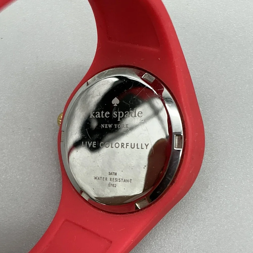 Kate Spade Live Colorfully Womens Watch 30mm Red Dial Gold Tone 0762 New Battery